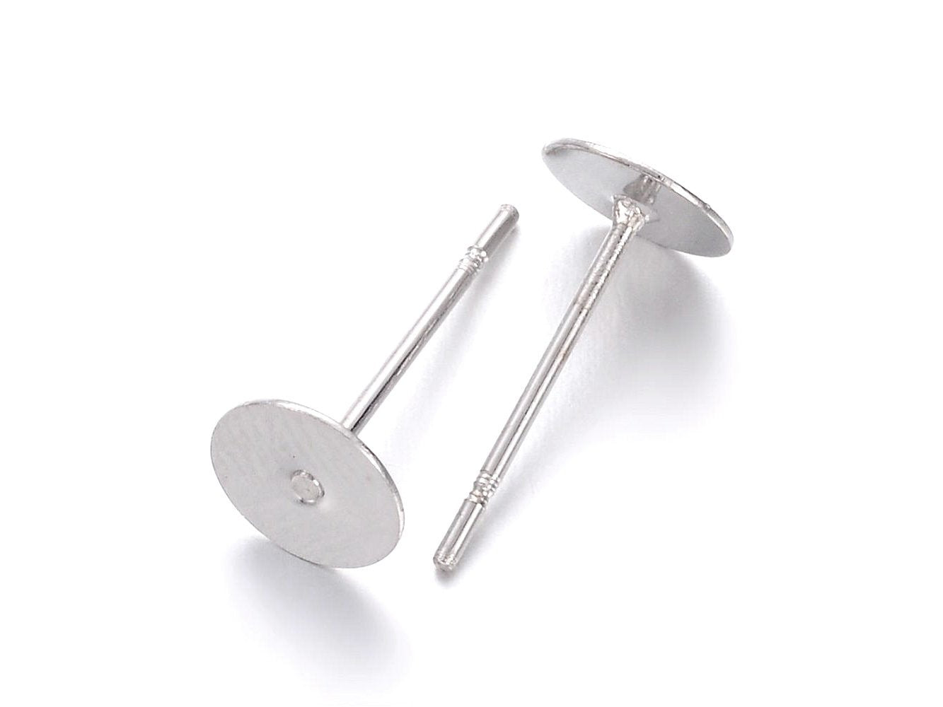 50 Tiges pour boucle d'oreille avec plaque de 6mm, 8mm