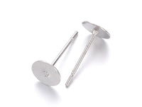 50 Tiges pour boucle d'oreille avec plaque de 6mm, 8mm