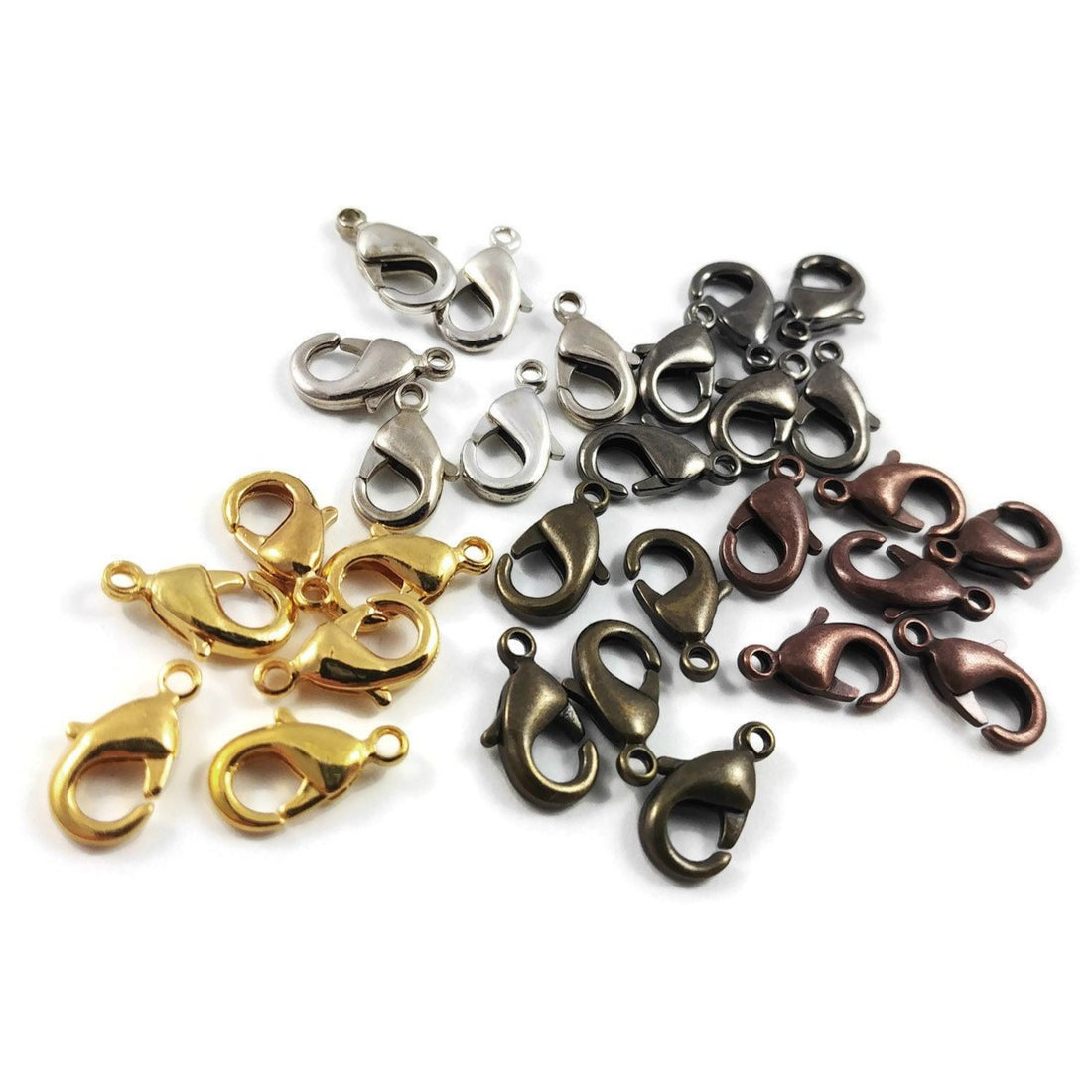 Brass lobster clasp hypoallergenic 12mm x 7mm - Nickel free, lead free and cadmium free - 5 colors available