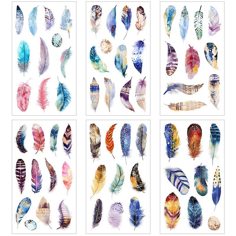 Feather sticker set - 6 sheets