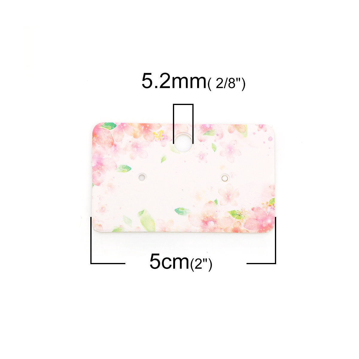 Paper Ear Studs Hang Tag Jewelry Display Card Earring - 2 inches pink flower pattern rectangular cards
