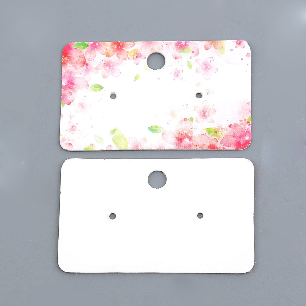 Paper Ear Studs Hang Tag Jewelry Display Card Earring - 2 inches pink flower pattern rectangular cards