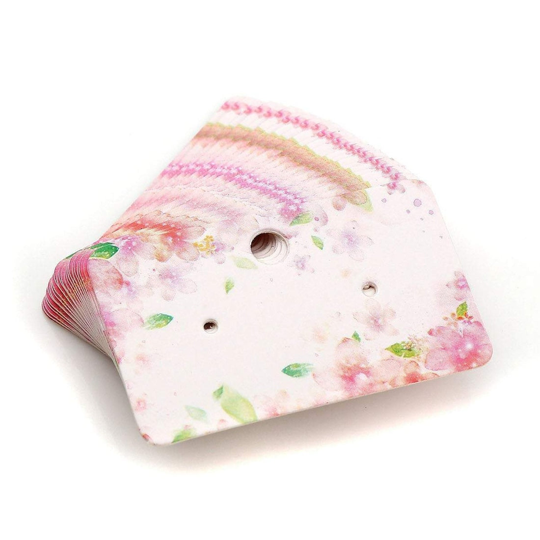 Paper Ear Studs Hang Tag Jewelry Display Card Earring - 2 inches pink flower pattern rectangular cards