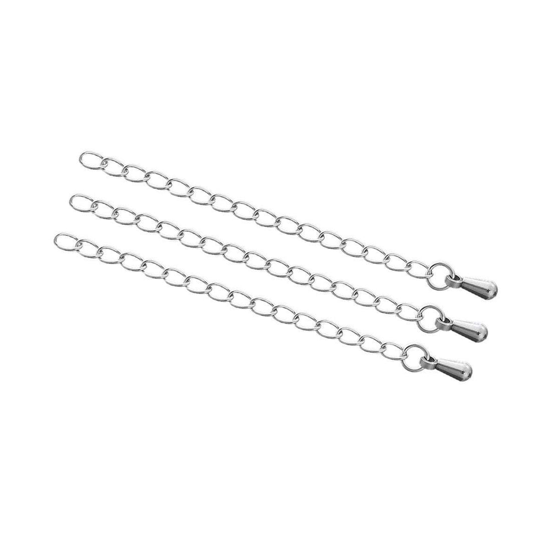 5 Stainless steel extension jewelry chains - Tail extender 60mm with charm
