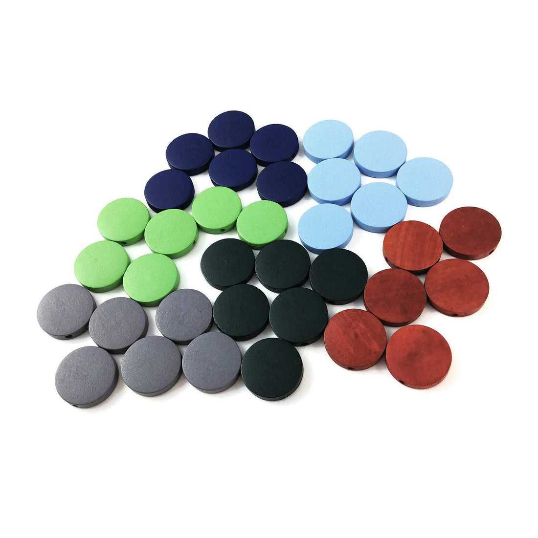 6 perles de bois en rondelle de 20mm couleur au choix