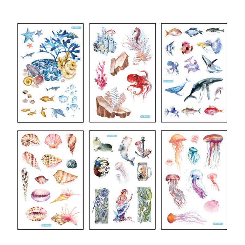 6 feuilles d'autocollants - Trésors de la mer