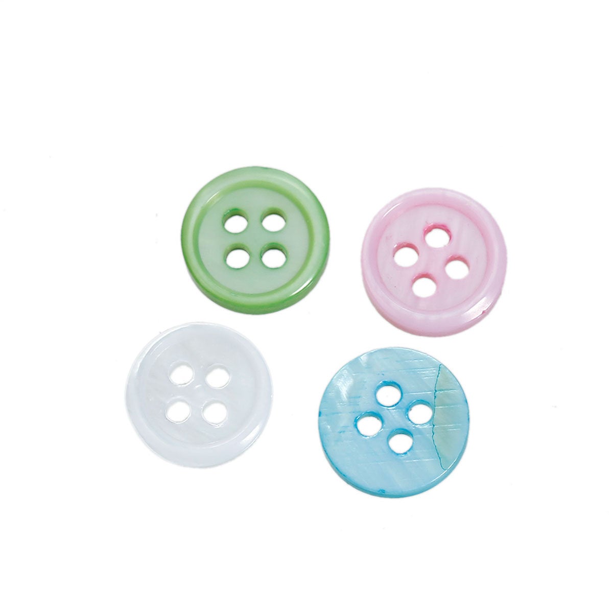 Bouton en nacre véritable 10mm - ensemble de 6 boutons - Bleu, vert, rose, jaune, orange ou blanc