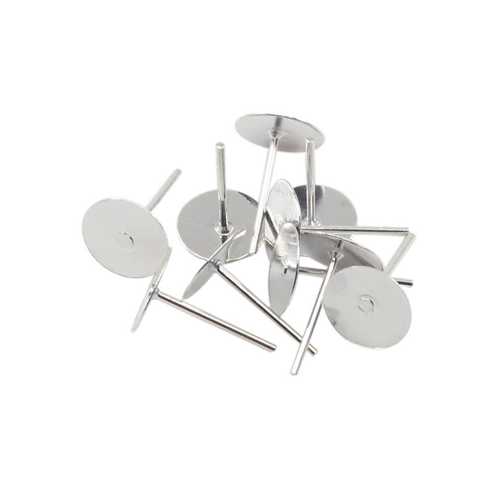 100 Earring stud posts, 6mm pad, gold. Nickel free, lead free and cadmium free