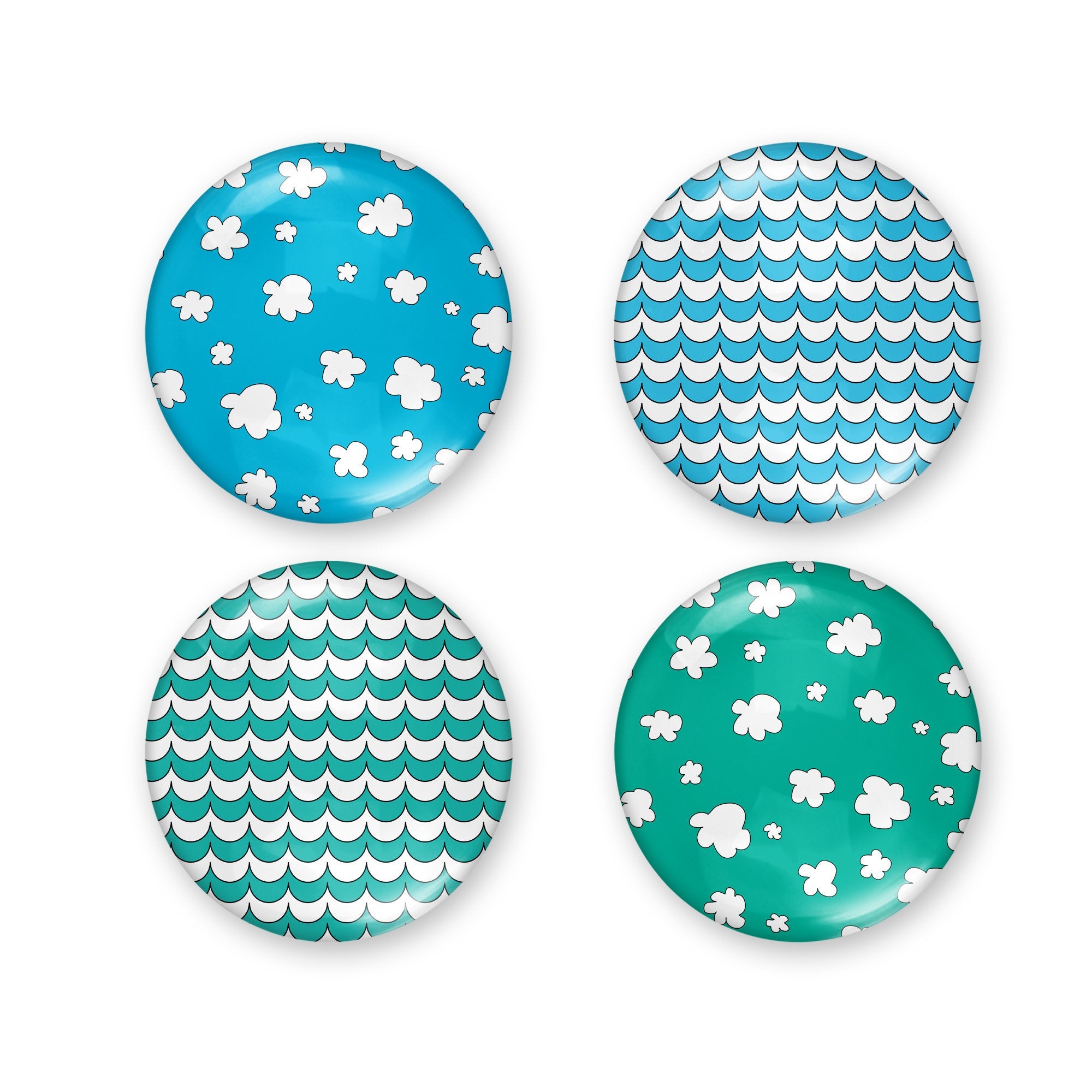 Cabochon Collage Sheet - Happy cloud - Printable round image in 5 sizes