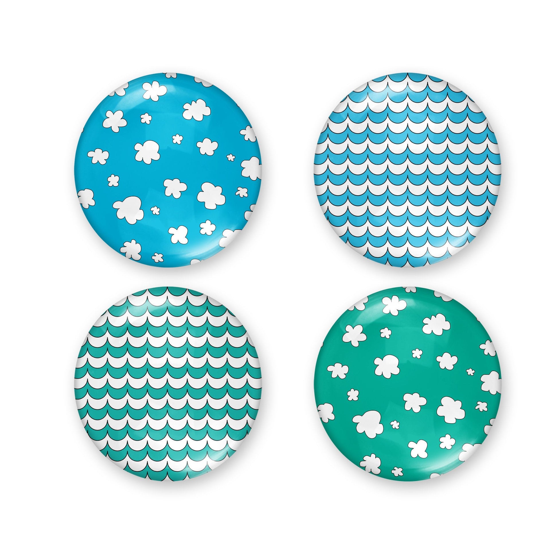 Cabochon Collage Sheet - Happy cloud - Printable round image in 5 sizes
