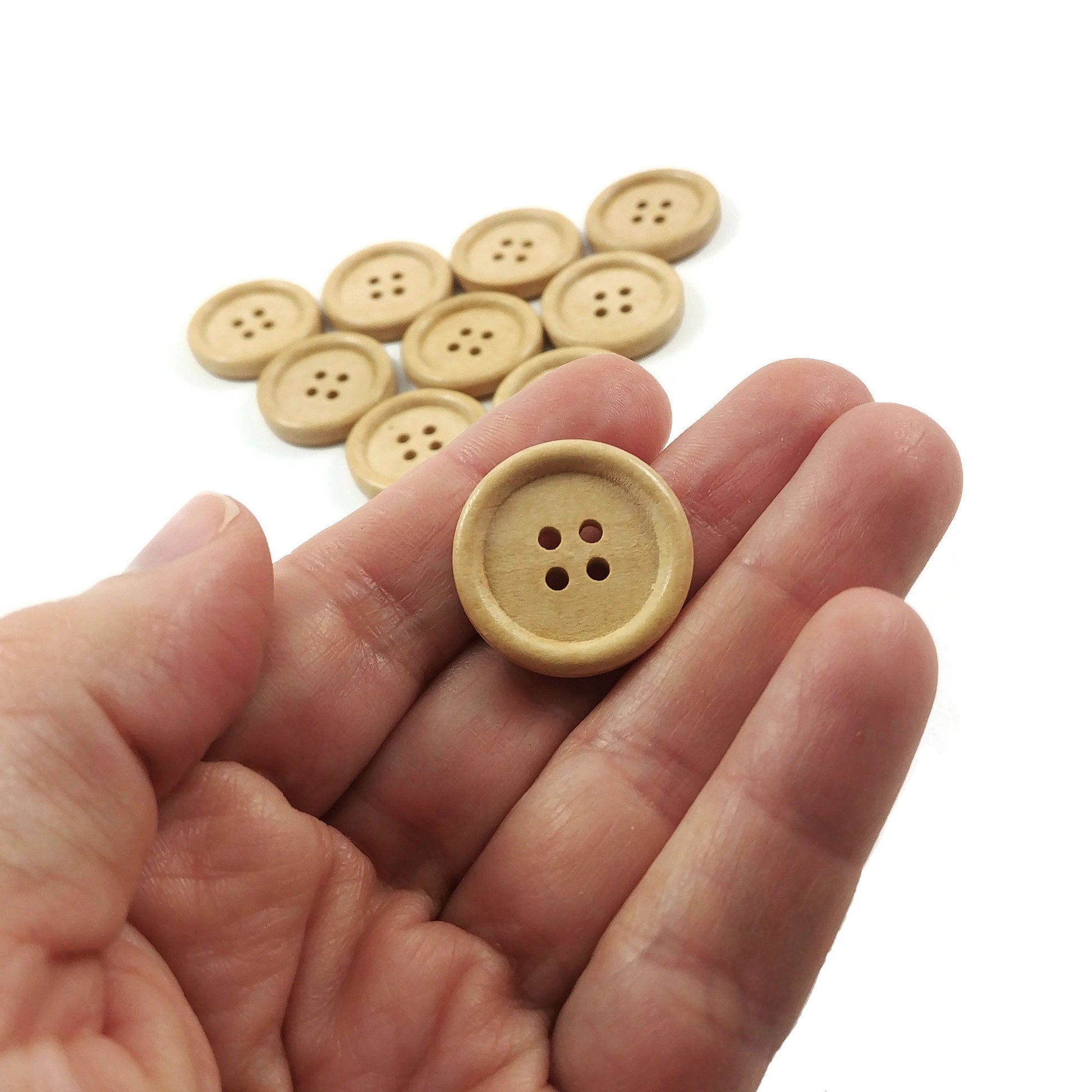 Natural wood button set of 10 craft button 23mm