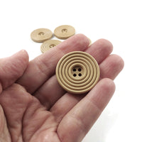 Wooden sewing buttons 30mm - set of 6 natural circle wood button
