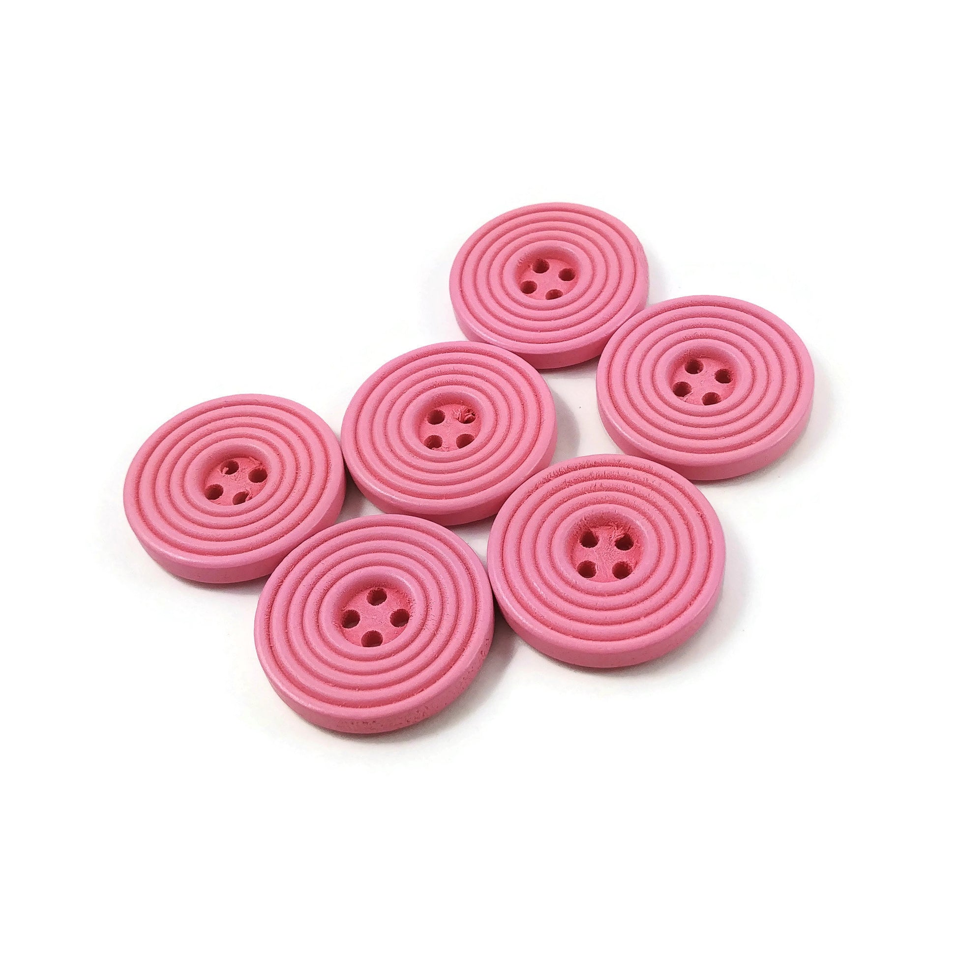 Bouton de bois pastel de 25mm - ensemble de 6 boutons en bois avec cercles