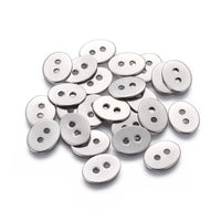 6 Silver stainless steel buttons or clasps, oval 14mm or 17mm