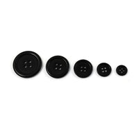6 Boutons noirs en résine - Choisissez votre grandeur: 11, 15, 20, 25 ou 30mm