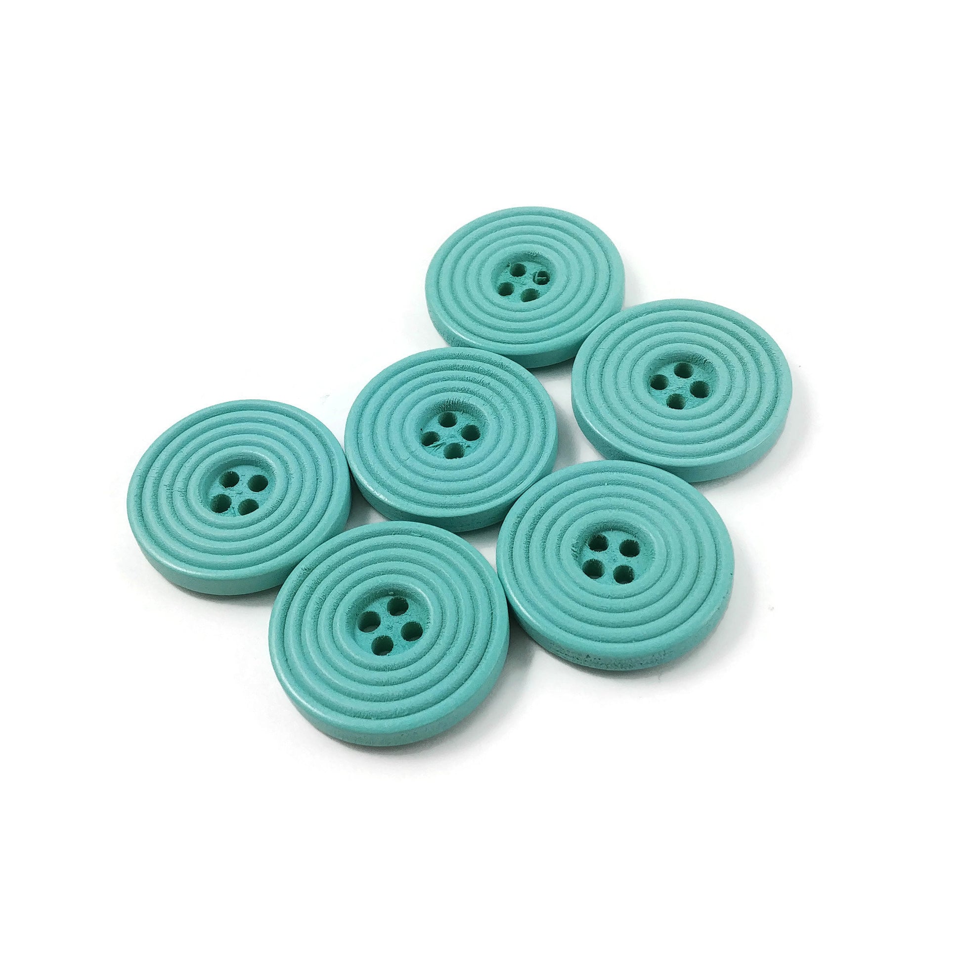 Bouton de bois pastel de 25mm - ensemble de 6 boutons en bois avec cercles