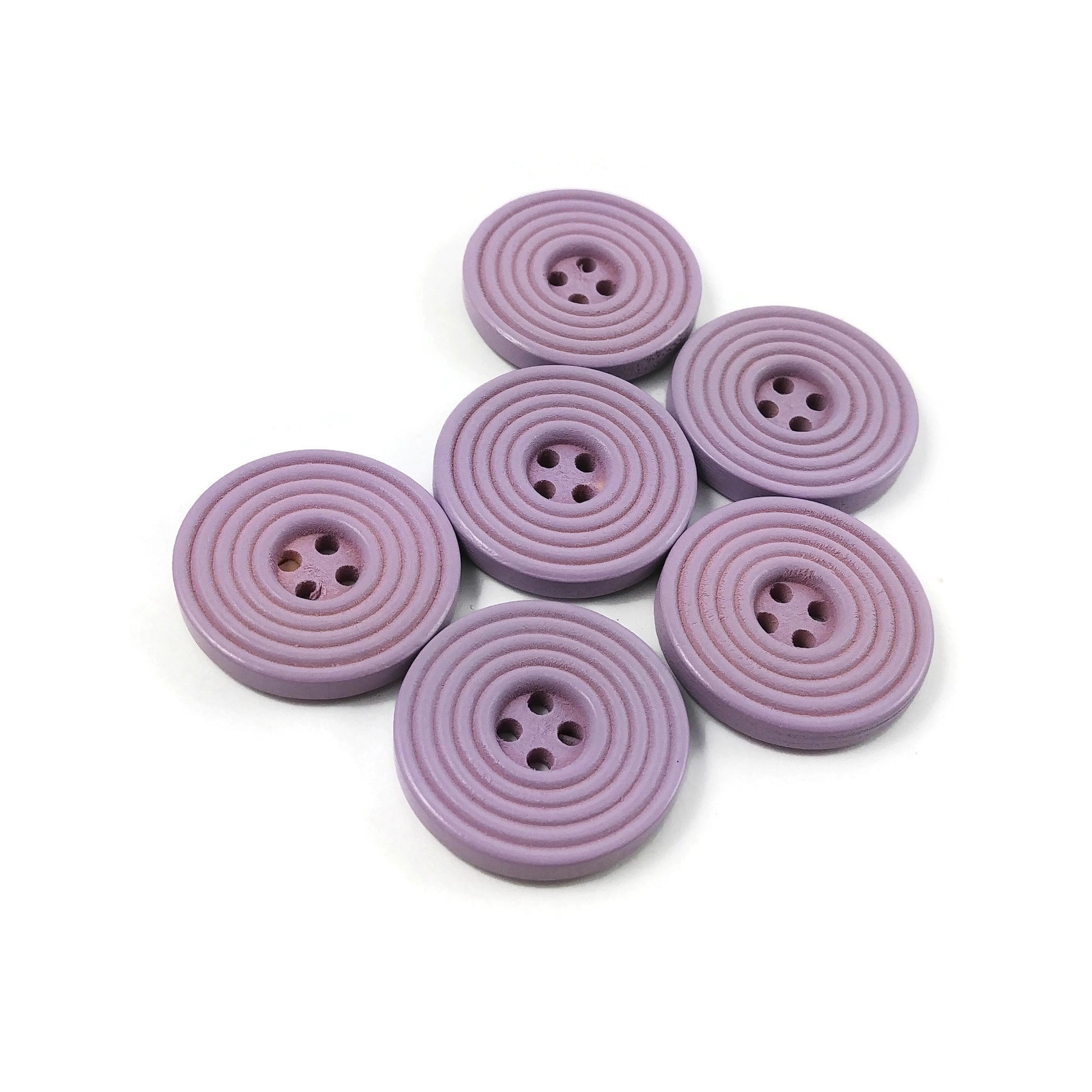 Bouton de bois pastel de 25mm - ensemble de 6 boutons en bois avec cercles