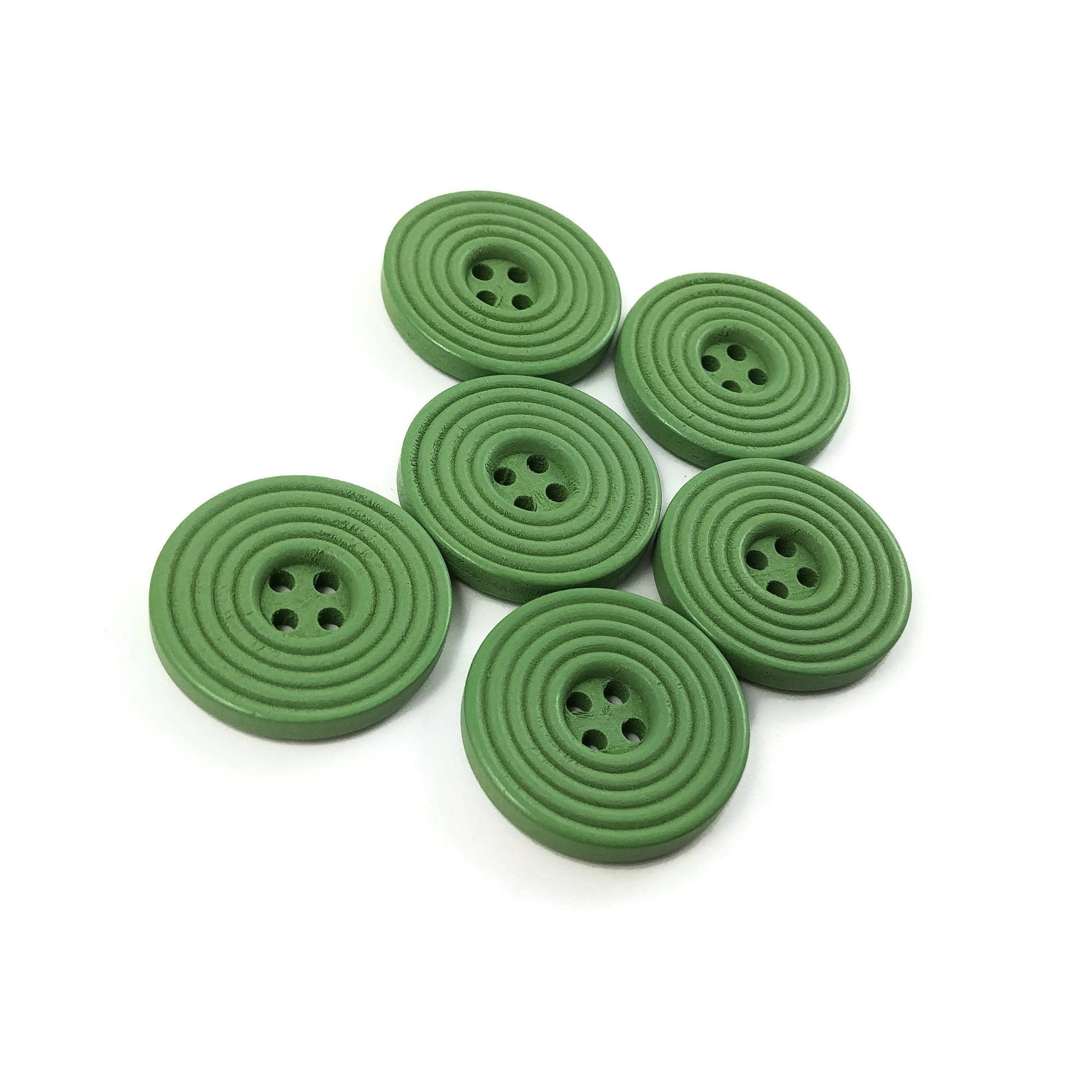Bouton de bois pastel de 25mm - ensemble de 6 boutons en bois avec cercles
