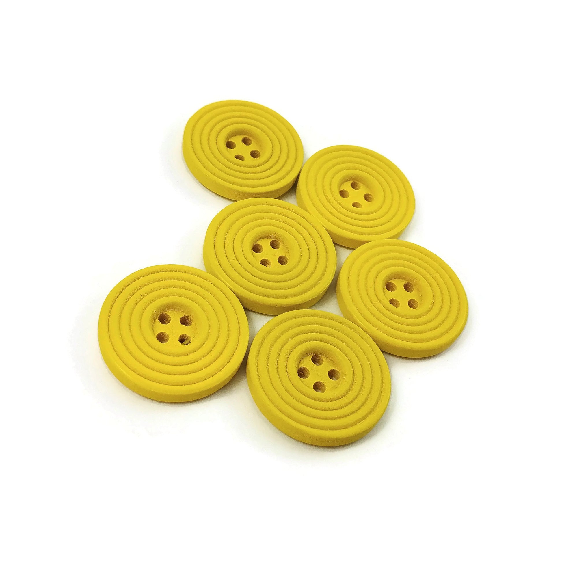 Bouton de bois pastel de 25mm - ensemble de 6 boutons en bois avec cercles