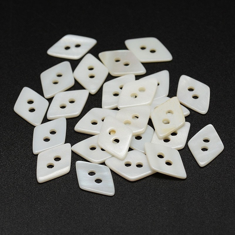 Bouton losange en nacre véritable 14mm - ensemble de 6 boutons