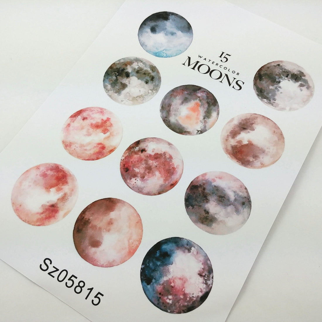 Uncut Stickers - Watercolor Moon and Planet DIY Sticker Sheet
