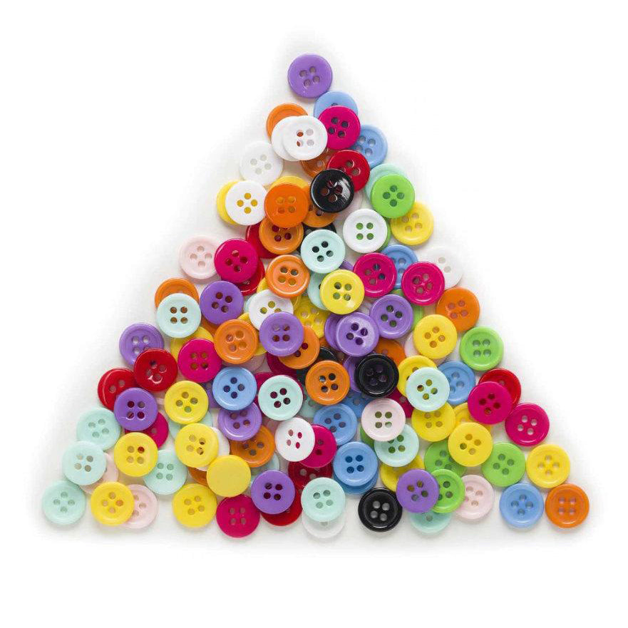 100 Mixed bright colors buttons - Bulk plastic sewing buttons 9 or 11mm