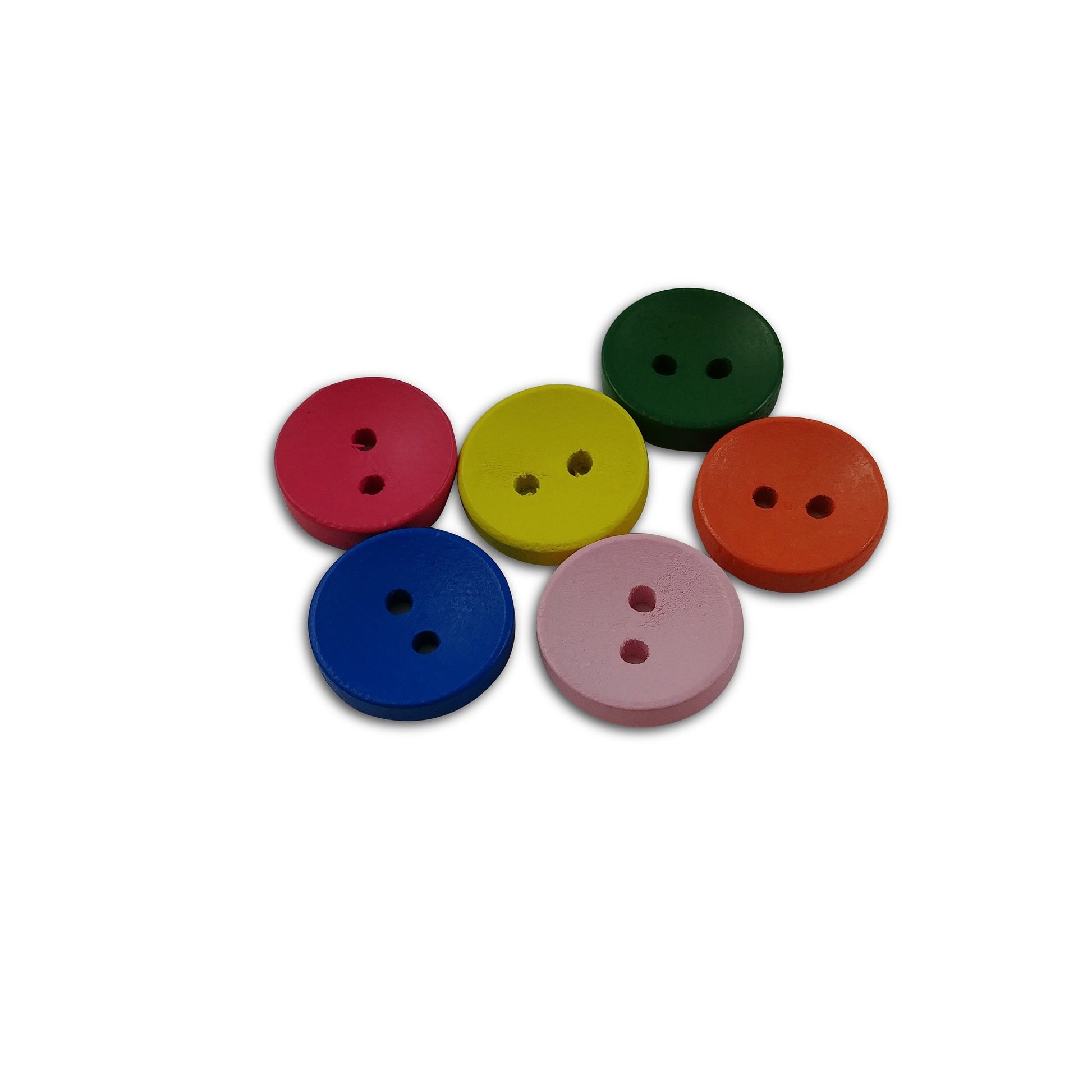 15mm wooden colorful buttons - Set of 6 wood button - Choose your color