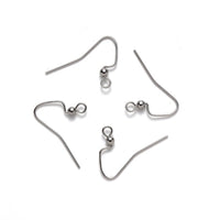 Stainless steel ear wires, Silver french earring hooks, Hypoallergenic earring findings, 20 pcs (10 pairs)