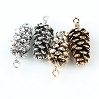 Big pinecone charm, Hypoallergenic DIY necklace pendant, Woodland rustic pendant, antique silver or gold charms