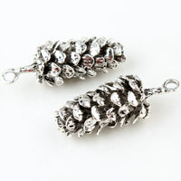 Big pinecone charm, Hypoallergenic DIY necklace pendant, Woodland rustic pendant, antique silver or gold charms