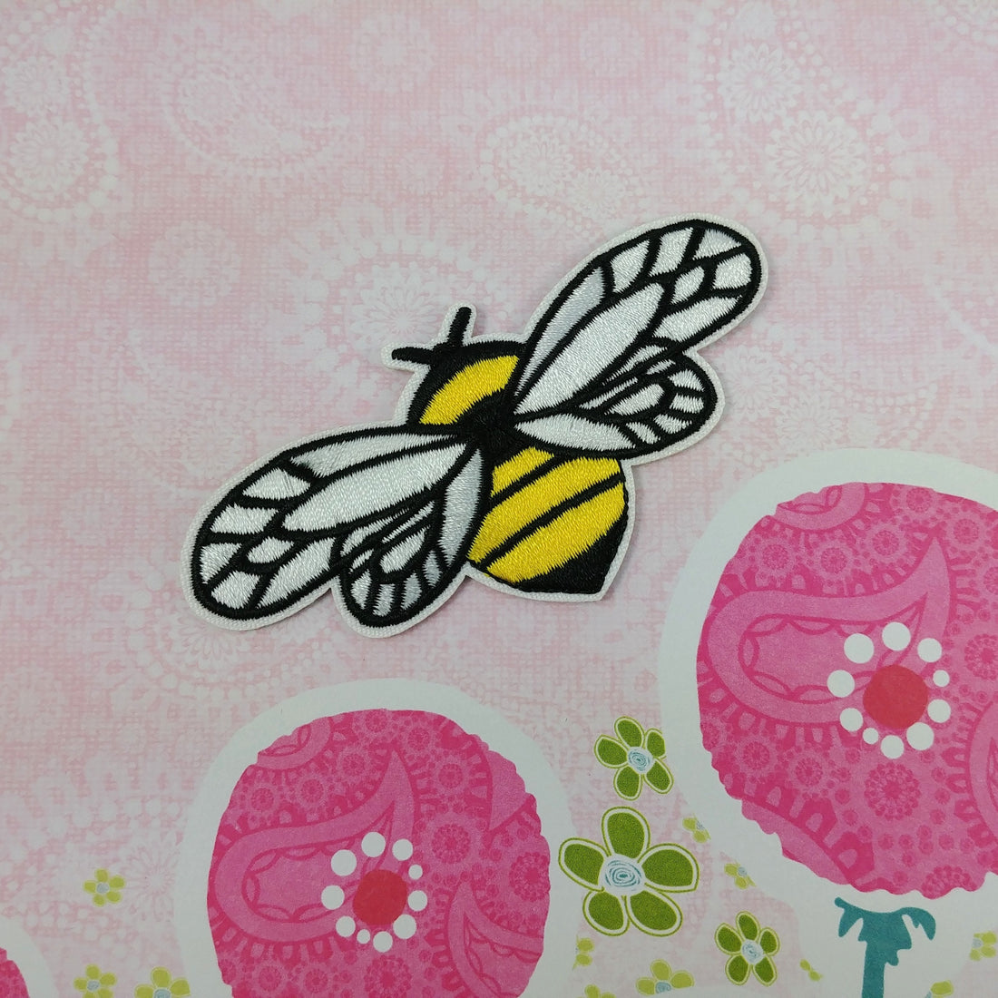 Bee iron on patch, Embroidered sew on patch, Insect applique