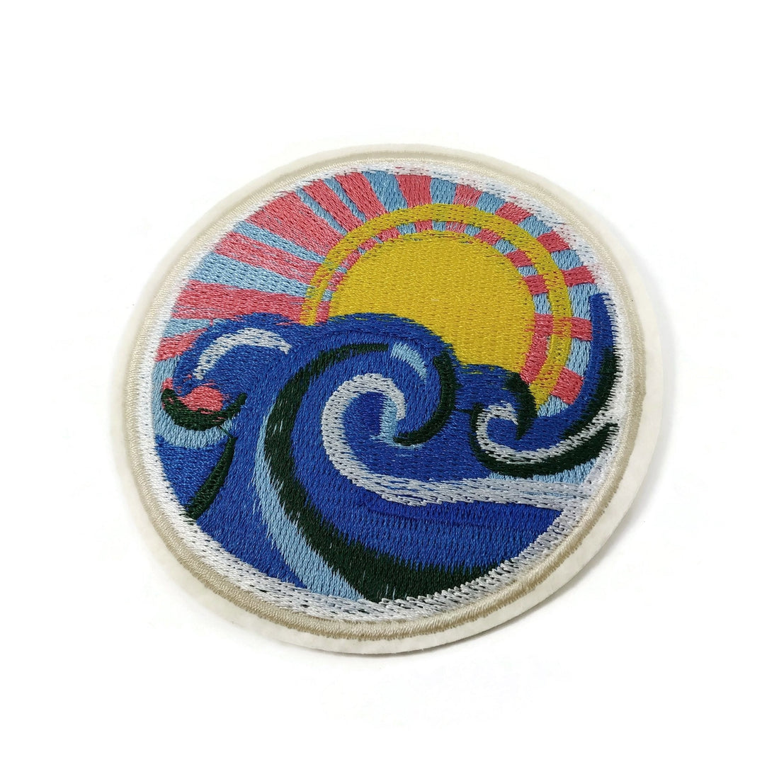 Surf iron on patch, Embroidered sew on patch, Summer badge applique