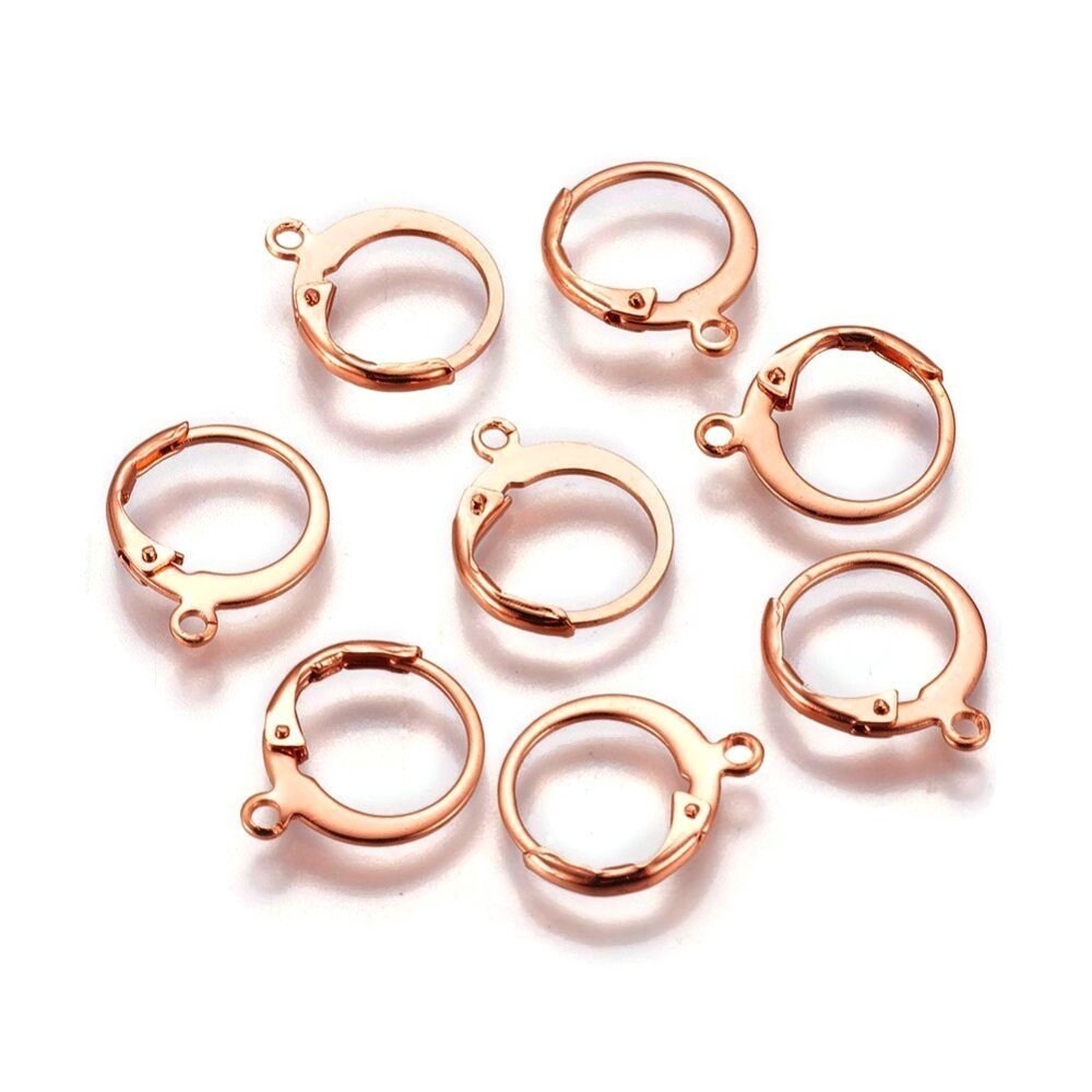 Rose gold round lever back, Stainless steel hoop earring hooks, 10pcs (5 pairs) Hypoallergenic leverbacks