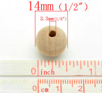 Natural Wood Beads round 14mm unfinished spacer beads 25pcs