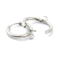 Stainless steel huggie hoops with loop, Gold, Silver, Earring findings, Small round hoops for jewelry making