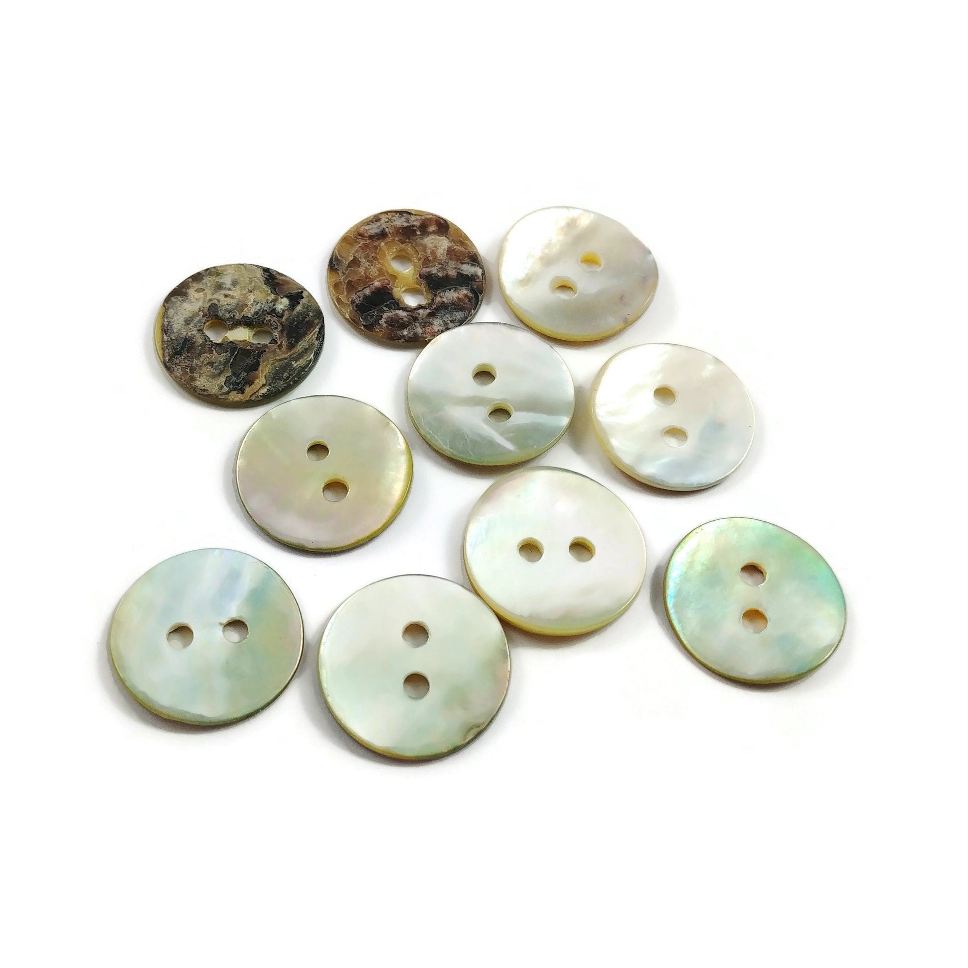 Natural agoya shell buttons, 4 sizes available, Raw pearl sewing buttons