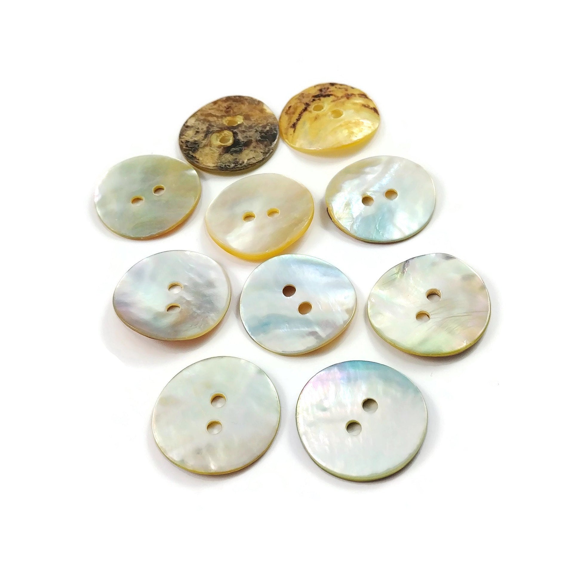 Natural agoya shell buttons, 4 sizes available, Raw pearl sewing buttons