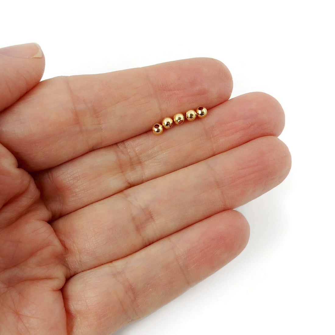 18K gold plated beads, Tiny spacer round beads, 2mm/2.5mm/3mm/4mm, Jewelry making nickel-free metal beads