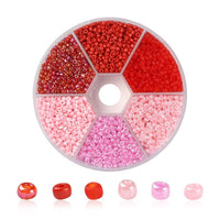 Glass seed beads kit, Assorted red and pink, 2mm 3mm 4mm, Jewelry making set