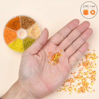 Glass seed beads kit, Assorted yellow and orange, 2mm 3mm 4mm, Jewelry making set