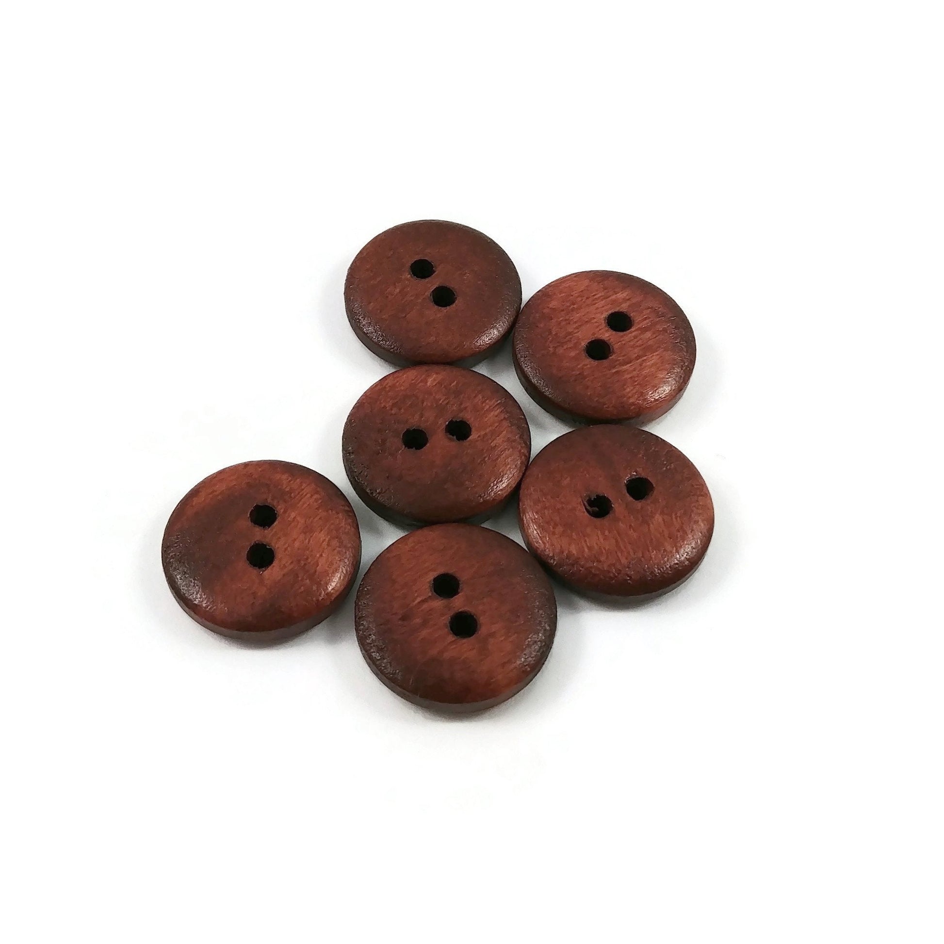 Reddish brown wooden buttons, 15mm, 20mm, Plain round sewing buttons