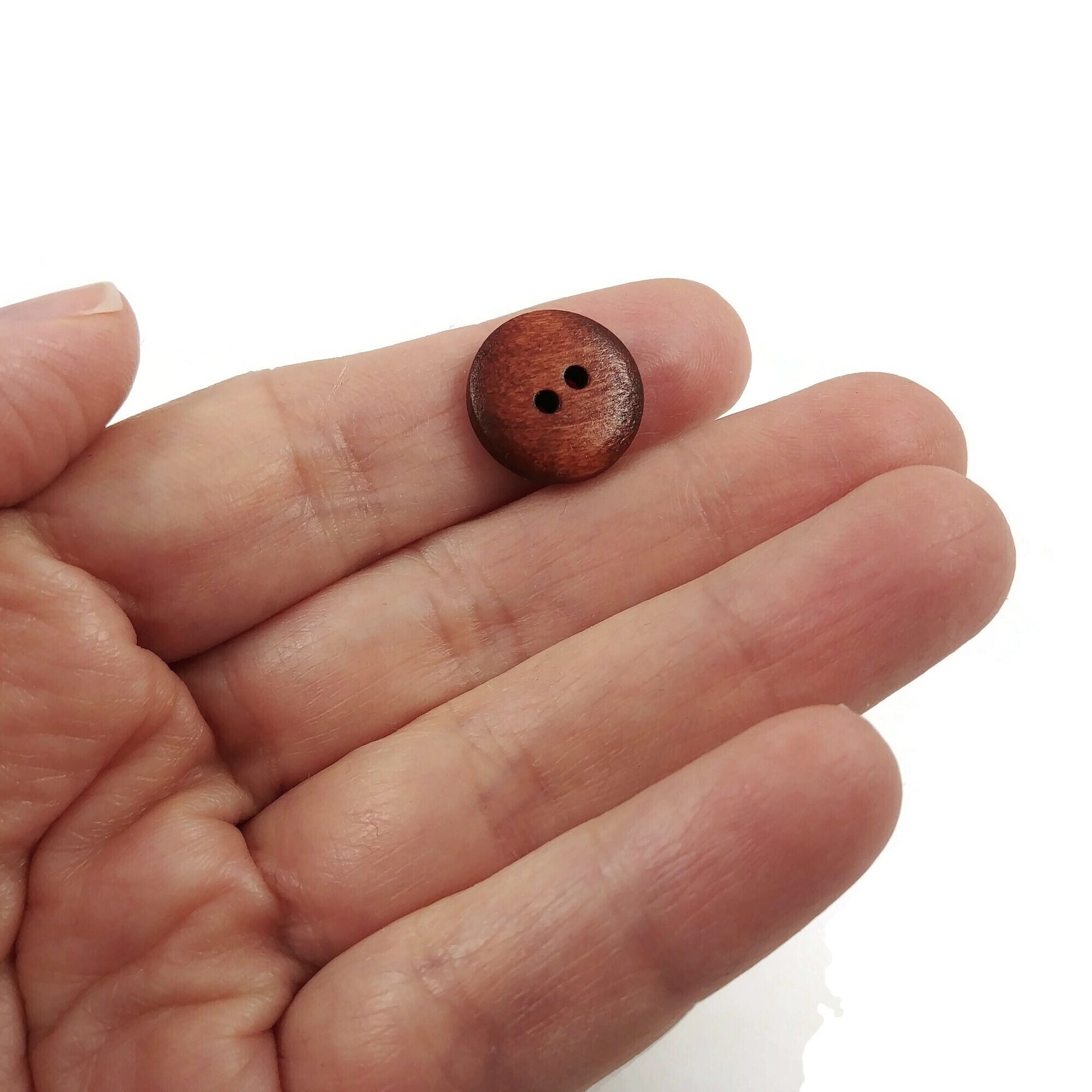 Reddish brown wooden buttons, 15mm, 20mm, Plain round sewing buttons