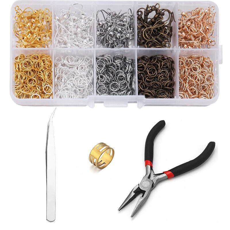 Earring making starter kit, Hooks and jump rings 1125pcs, Hypoallergenic nickel free jewelry findings