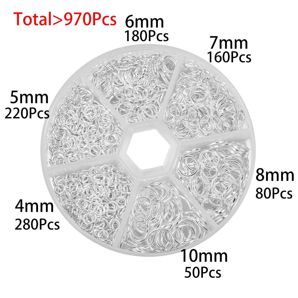 Jump ring kit, 970pcs assorted sizes, Hypoallergenic nickel free jewelry findings