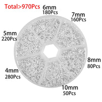 Jump ring kit, 970pcs assorted sizes, Hypoallergenic nickel free jewelry findings