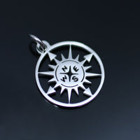 Compass rose charm, Stainless steel DIY necklace pendant, Travel nautical pendant, gold silver plated charms