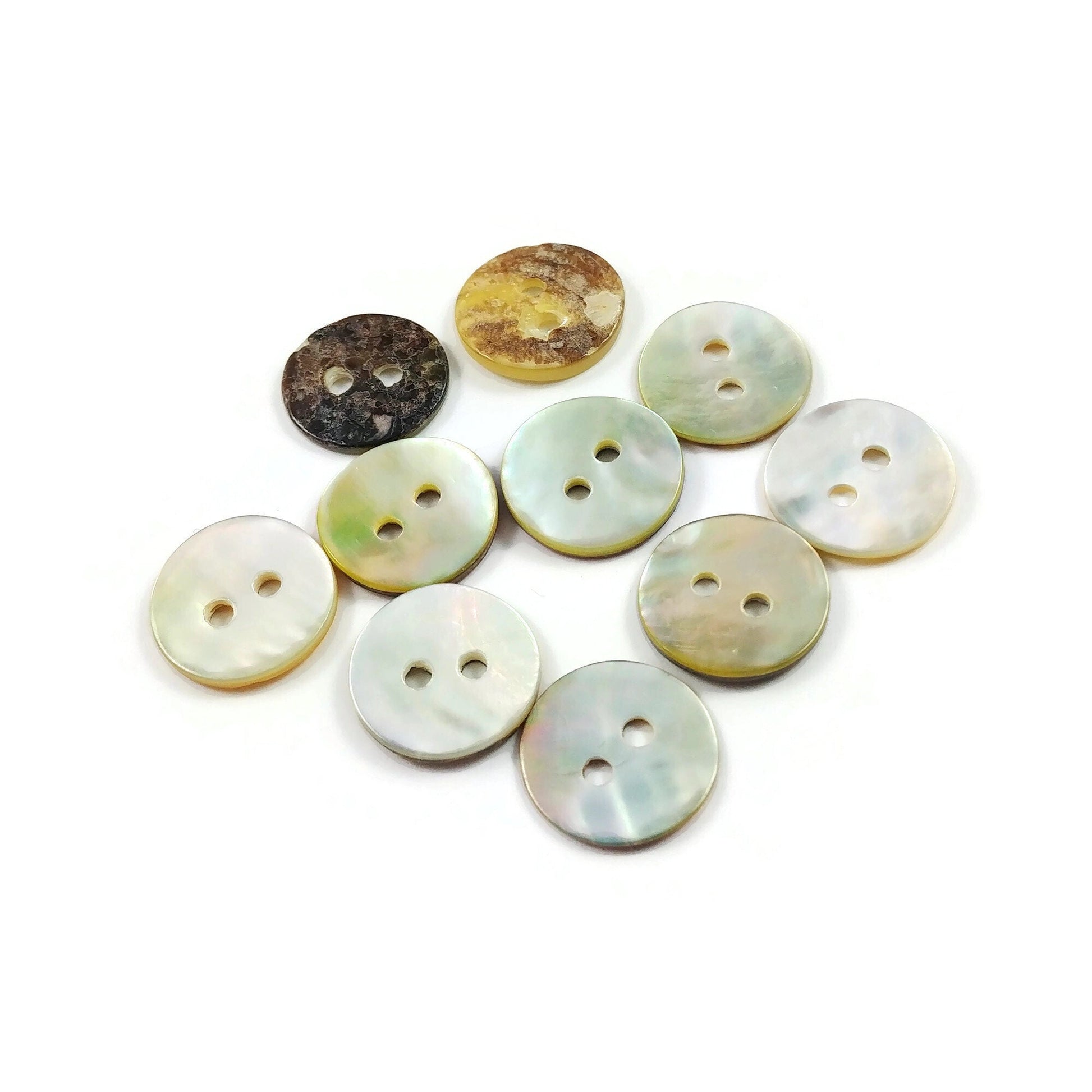 Natural agoya shell buttons, 4 sizes available, Raw pearl sewing buttons
