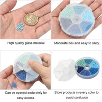 Glass seed beads kit, Assorted blue, 2mm 3mm 4mm, Jewelry making set