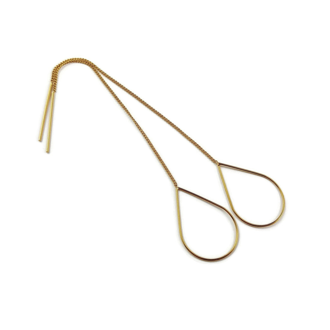 18K gold plated chain earwire, Hypoallergenic nickel free ear thread, Circle, heart or drop connector 