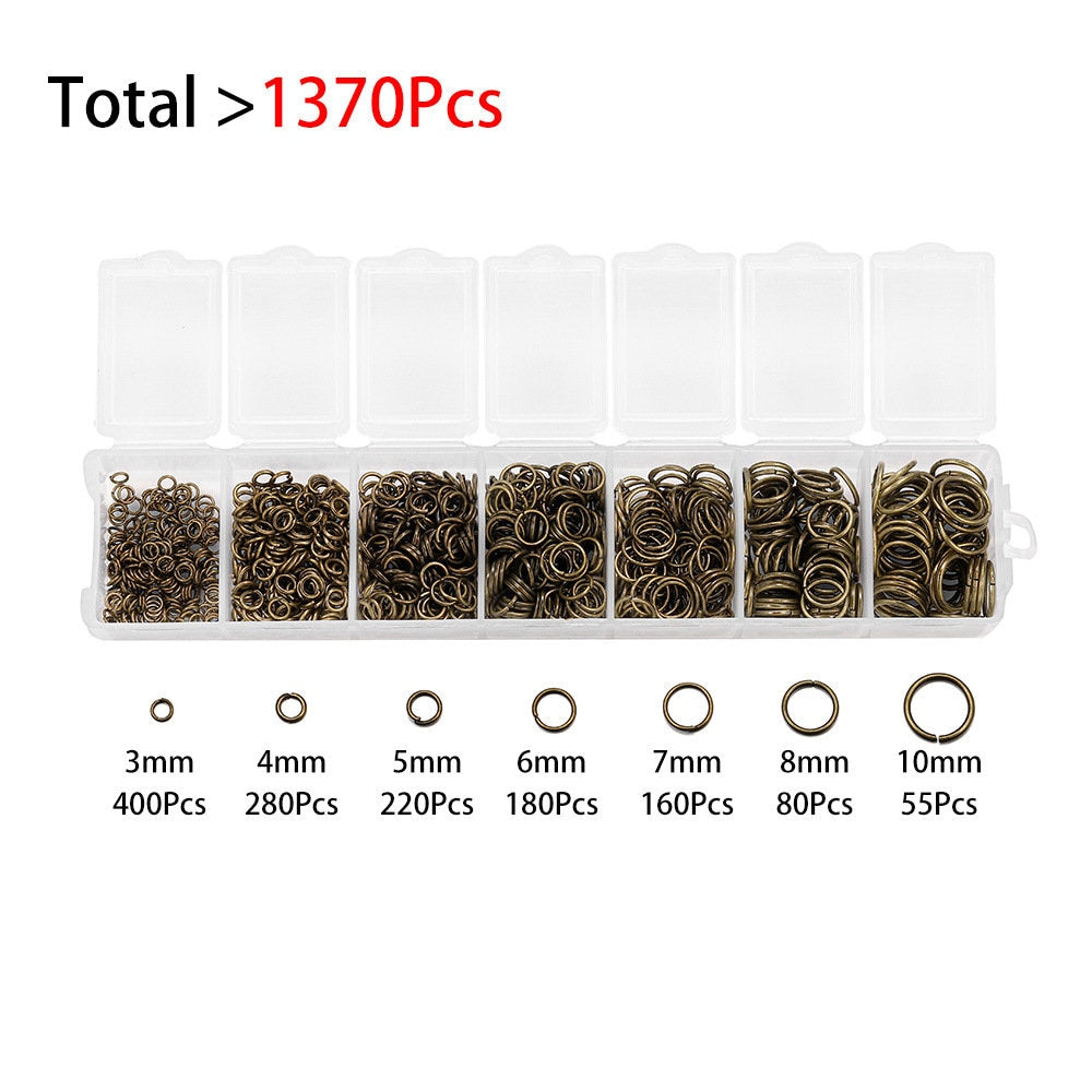 Jump ring starter kit, 1370pcs assorted sizes, Hypoallergenic nickel free jewelry findings